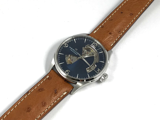 ハミルトン・ジャズマスター・オープンハート42mm(オーストリッチベルト) H32705041 正規品 腕時計 ハミルトン時計、ティソ腕時計の正規輸入品販売店『宝石・時計 田島』